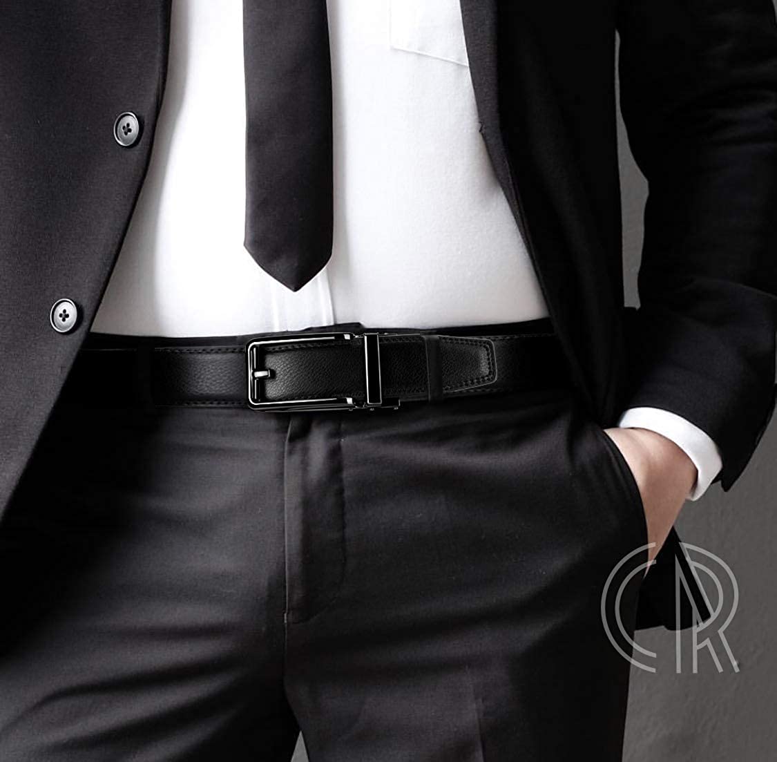 CHAOREN Click Belt for men - Mens Leather Belt 1 3/8" for Dress and Casual - Micro Adjustable Belt Fit Everywhere - Image 2